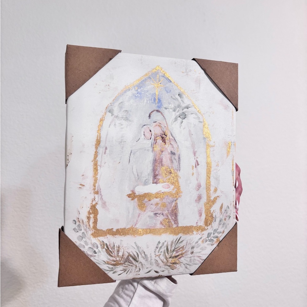 Elegant White and Gold Christmas Art Piece